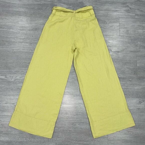 Free People Wide Leg Pants Women’s 6 Trousers High Waist Linen Blend Belted Boho - Picture 3 of 15